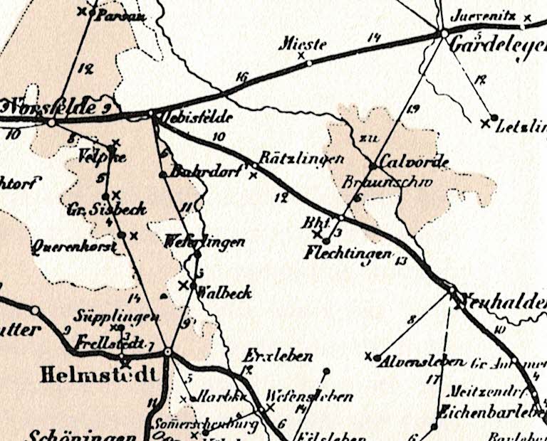 Dieses Bild hat ein leeres Alt-Attribut. Der Dateiname ist 100-Jahre-Oberpostdirektion-Braunschweig-1868-1968-Karte-1874-Calvörde_001304.jpg
